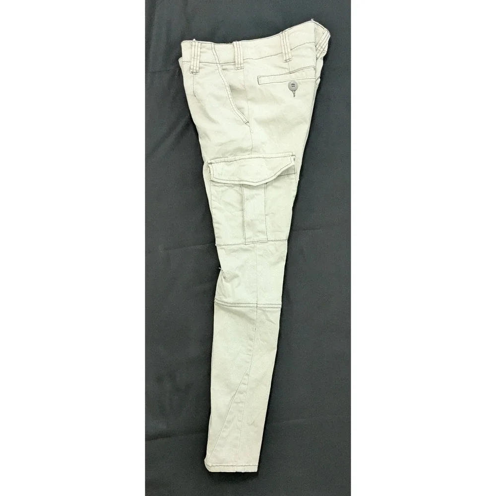 Free People Cargo Skinny Pants Button Fly Ankle Zip Beige Women's 25